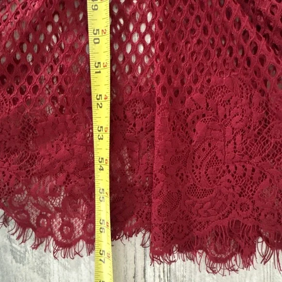 Altar'd State Mariska Brick Red Lace Semi-Sheer Embroidered Maxi Dress Womens L - Picture 12 of 14